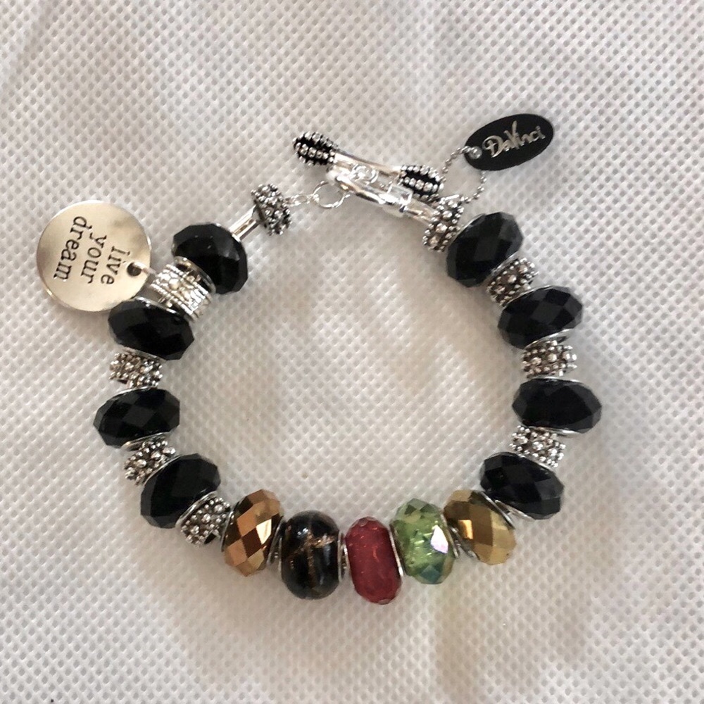 Handcrafted European Style Beaded Bracelet on DaVinci Toggle Chain